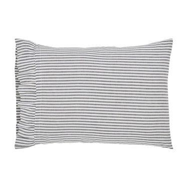 Sawyer Mill Black Ruffled Ticking Stripe Standard Pillow Case Set of 2 VHC Brands - The Fox Decor